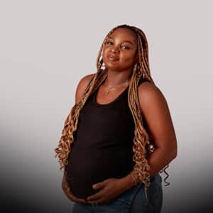 birth mother smiling at camera